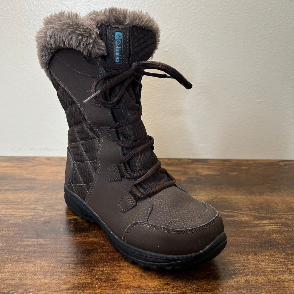 Columbia Ice Maiden ll Boots 5 Women Brown Faux Fur Insulated Waterproof Leather